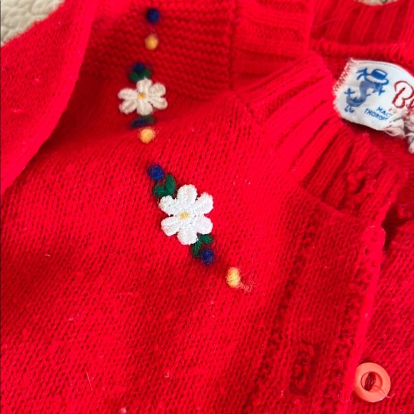 Vintage Blue Bird Red Sweater Cozy Knitwear As Is Size 2 - Picture 3 of 7